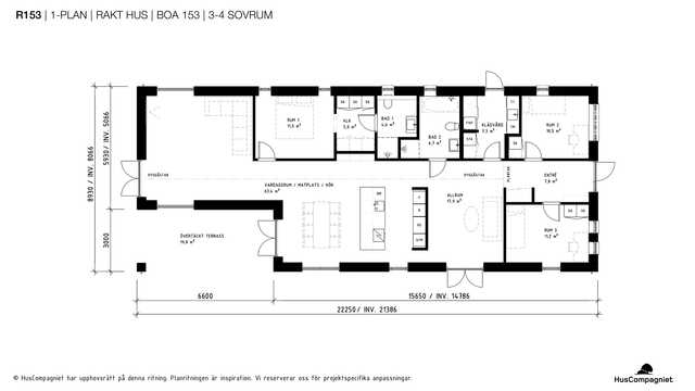R153 Enplanshus rakt 153 kvm 3-4 sovrum