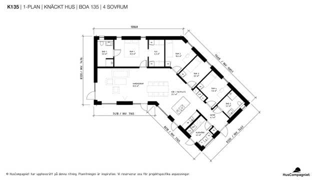 K135 Enplanshus Knackt hus 135 kvm 4 sovrum