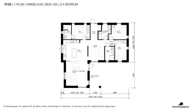 V125 Enplanshus vinkel 125 kvm 3-4 sovrum